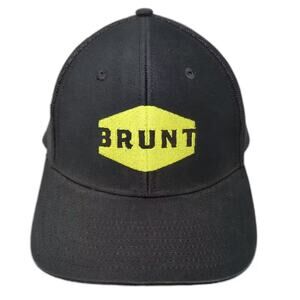 Brunt Trucker Hat Black Yellow OS Embroidered Logo Snapback Adjustable Mesh Back